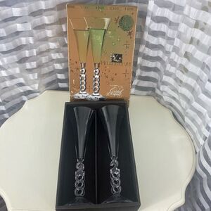 Cristal d'Arques Champagne Glasses, "Millennium 2000", Set of 2 in Box